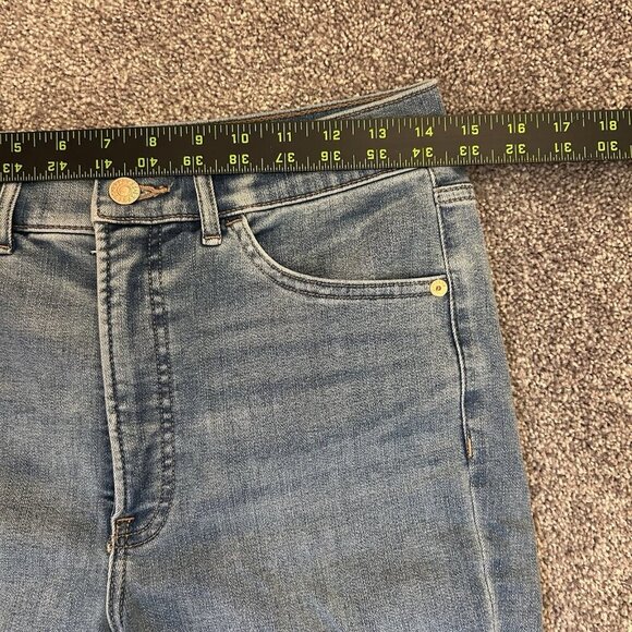 Express Womens Skinny Jeans Size 6 R Blue Denim High Rise Distressed Stretch GUC - Picture 9 of 15